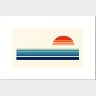 Minimalist, Geometric Retro Ocean Sunrise I Posters and Art